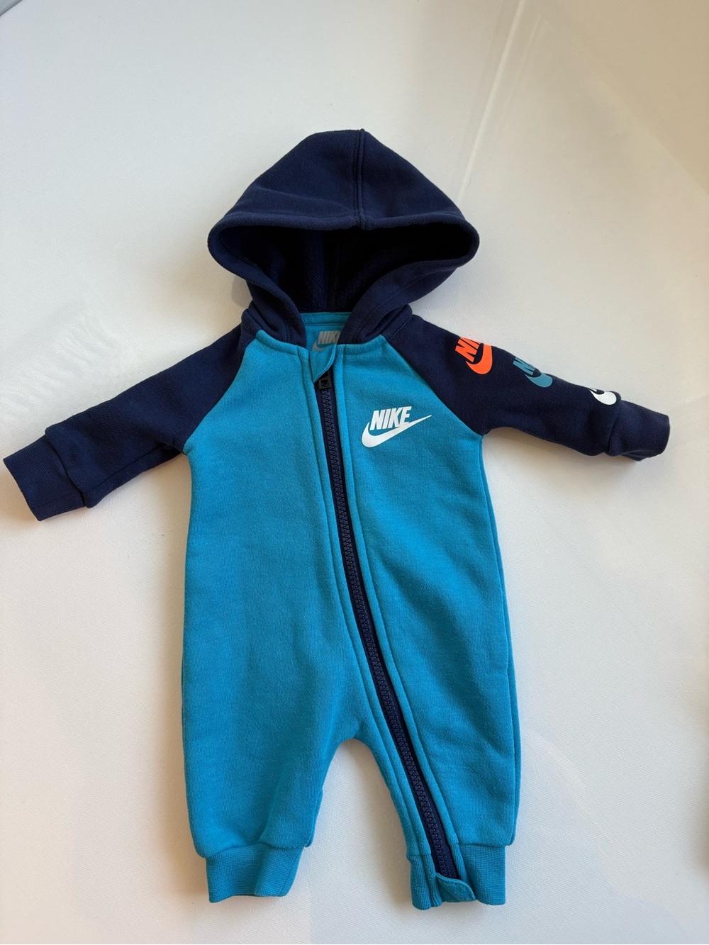 Nike Baby Hooded Fleece Romper Blue Newborn 50-56 cm